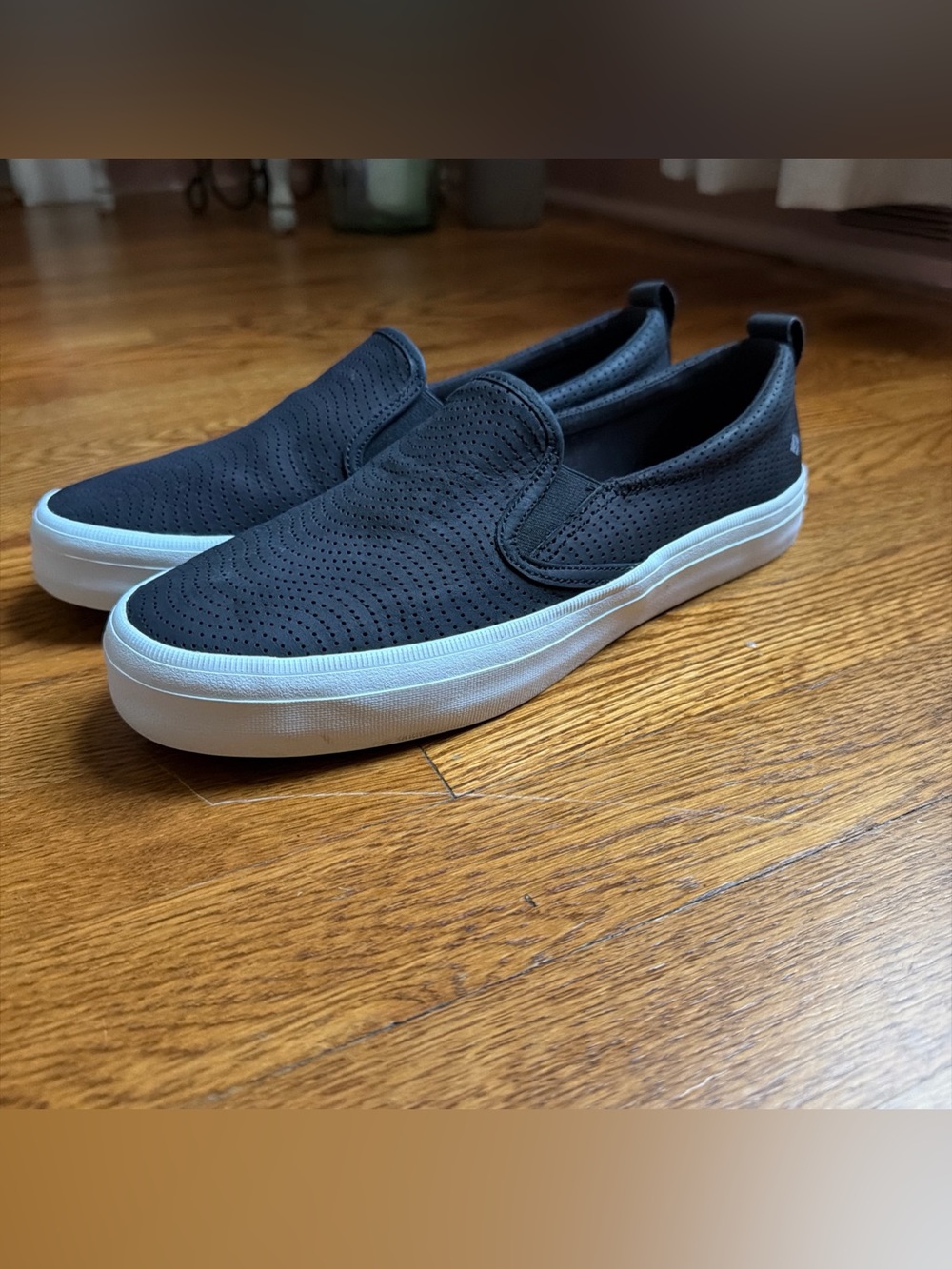 Women’s Sperry Slip-On Perforated Black Casual Sneakers